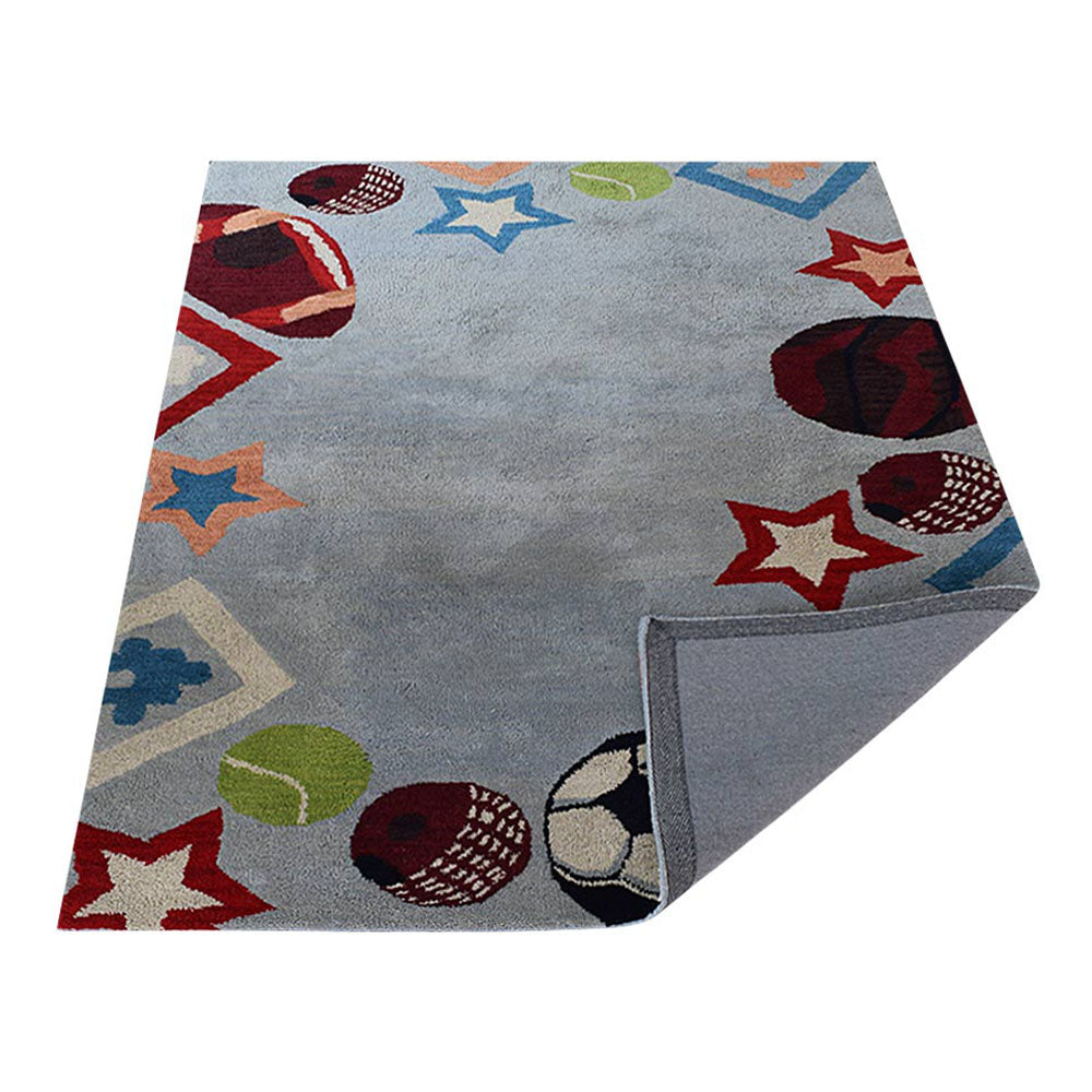 Playtime Sports Kids Hand-Tufted Wool Rug – Light Blue