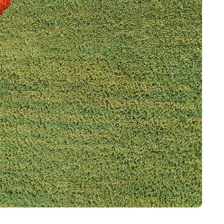 Green Hand-Tufted Wool Kids Rug – Soccer Field Design
