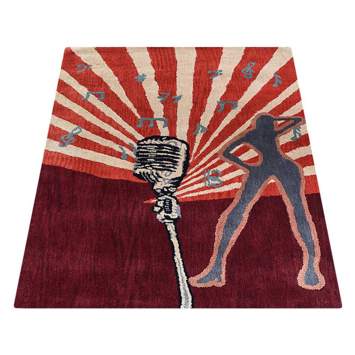 Multicolor Hand-Tufted Wool Kids Rug – Music Theme Design