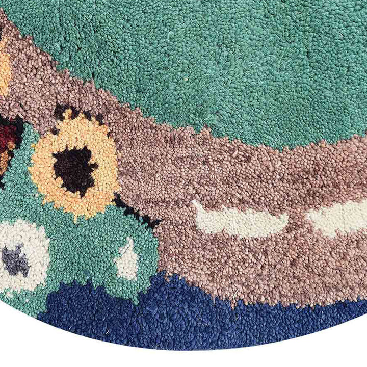 Green Hand-Tufted Wool Kids Rug – Play Road Design