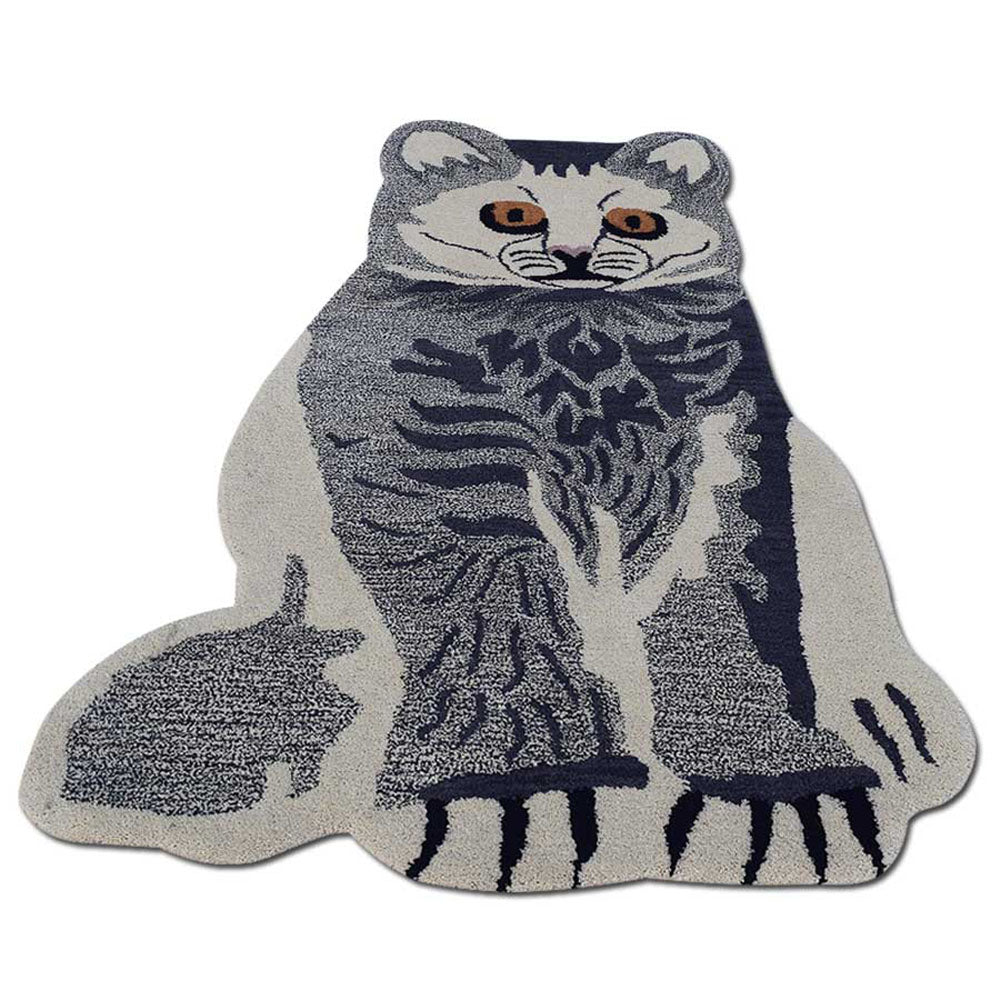 Gray & White Hand-Tufted Wool Kids Rug – Animal Shape Design