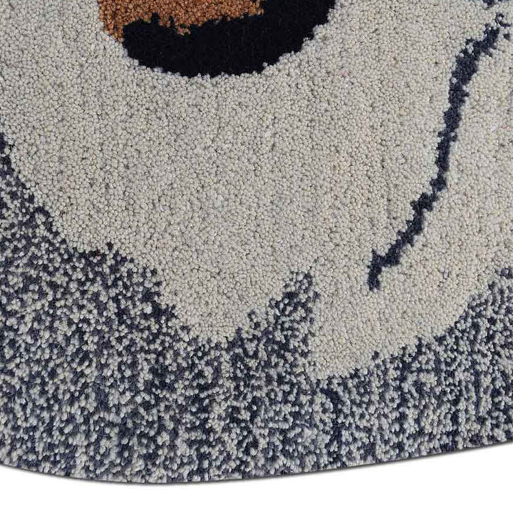 Gray & White Hand-Tufted Wool Kids Rug – Animal Shape Design