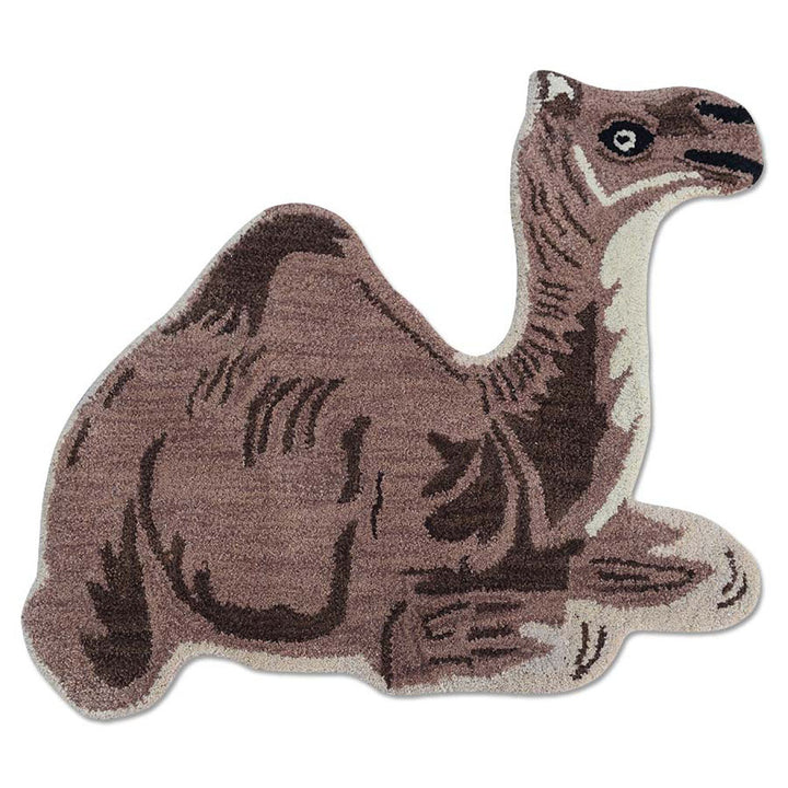 Camel Hand-Tufted Wool Kids Rug – Animal Shape Design