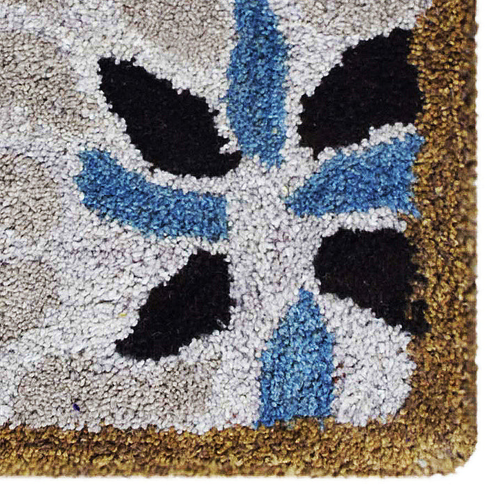 Hand Tufted Wool Area Rug Floral Beige K03066