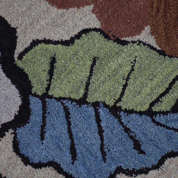 Hand Tufted Wool Area Rug Floral Beige K03066