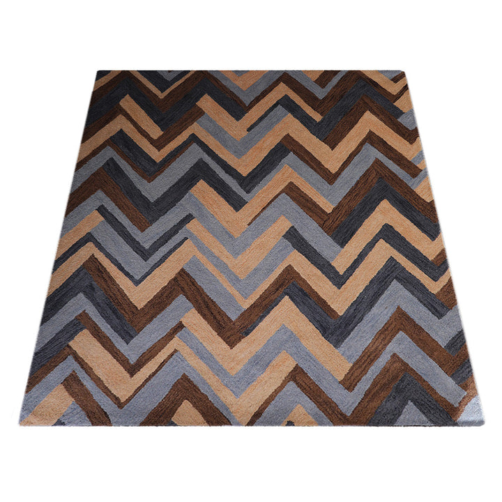 Hand Tufted Wool Area Rug Abstract Multicolor K03076