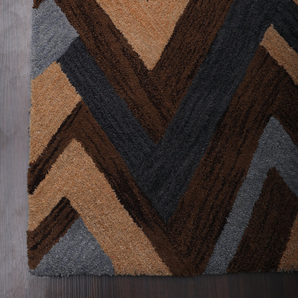 Hand Tufted Wool Area Rug Abstract Multicolor K03076