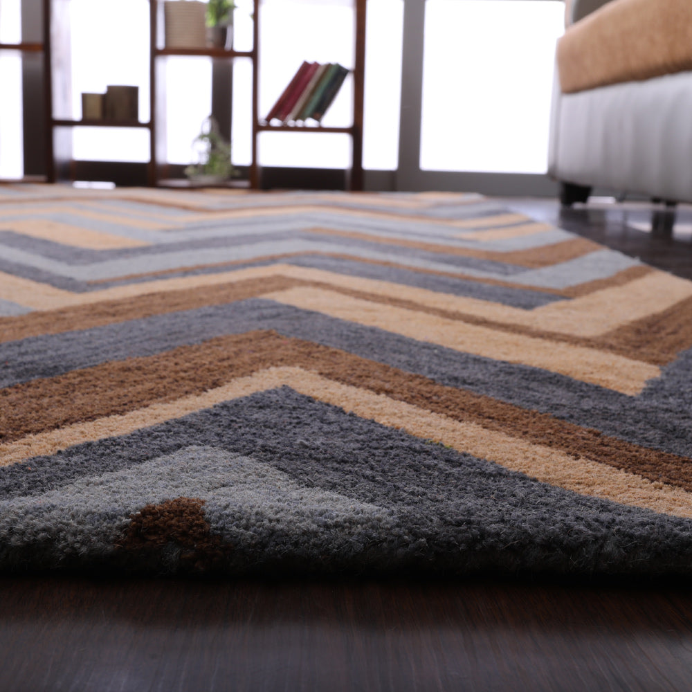 Hand Tufted Wool Area Rug Abstract Multicolor K03076