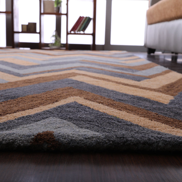 Hand Tufted Wool Area Rug Abstract Multicolor K03076