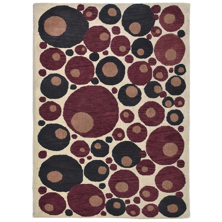 Hand Tufted Wool Area Rug Contemporary Beige Red K03077