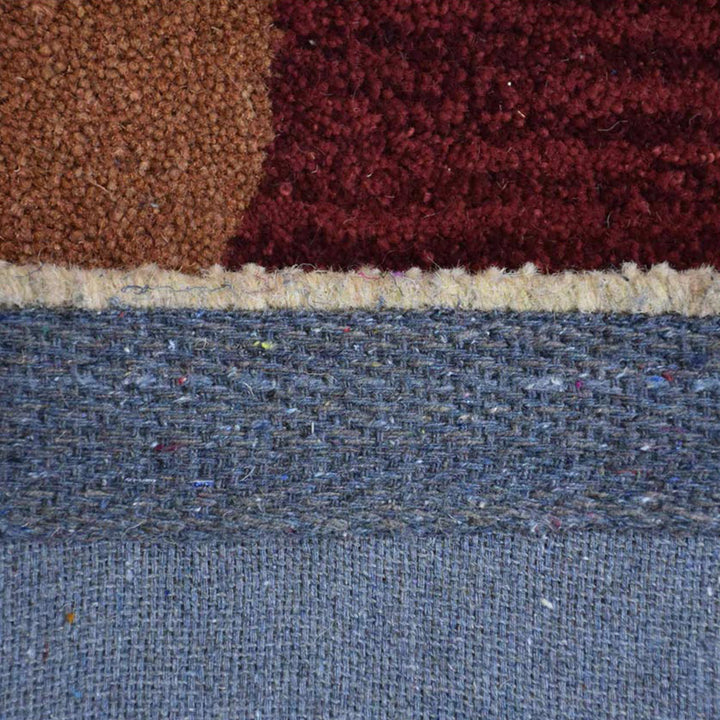 Hand Tufted Wool Area Rug Contemporary Beige Red K03077