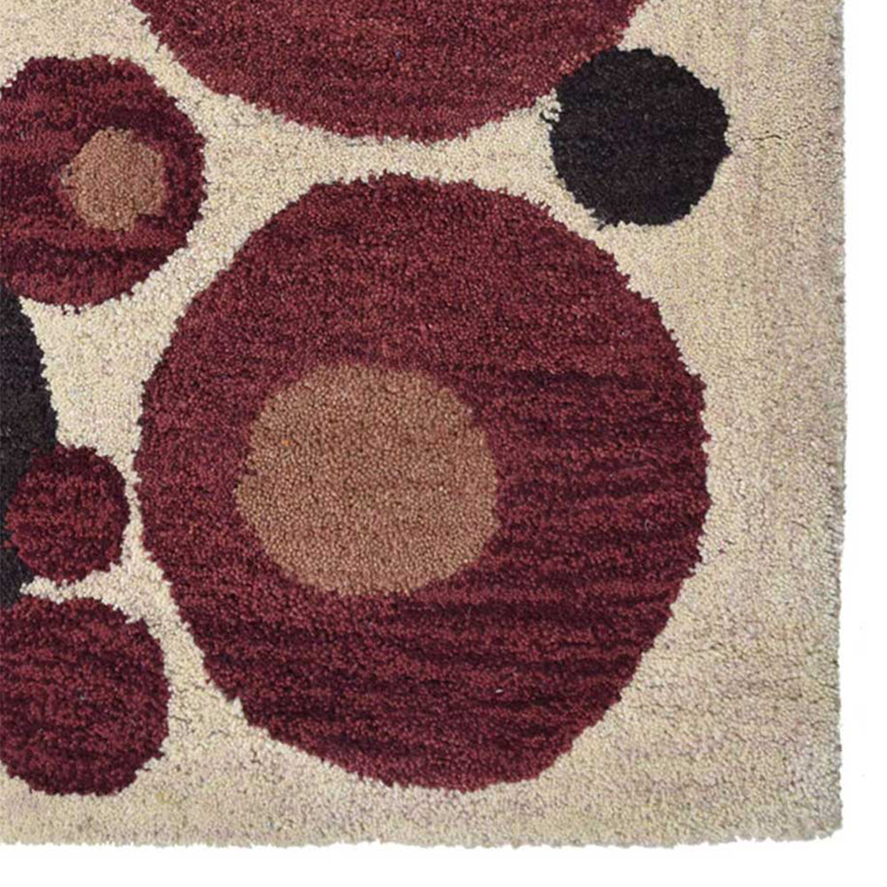 Hand Tufted Wool Area Rug Contemporary Beige Red K03077