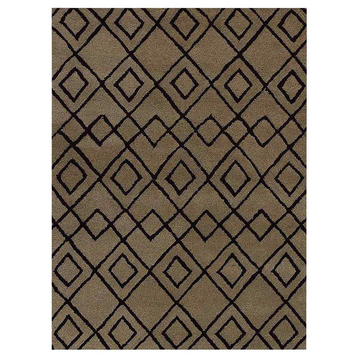 Hand Tufted Wool Area Rug Geometric Cream Brown K04510