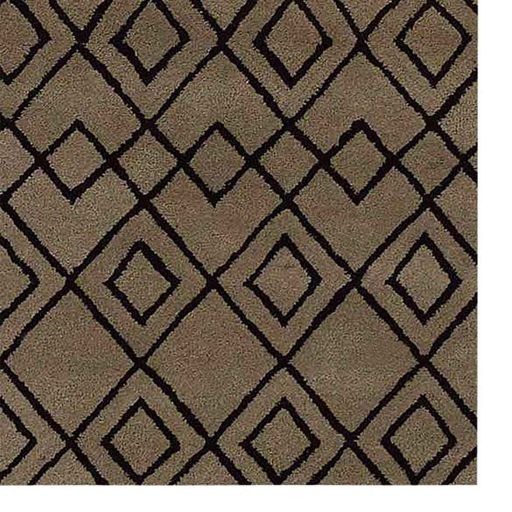 Hand Tufted Wool Area Rug Geometric Cream Brown K04510