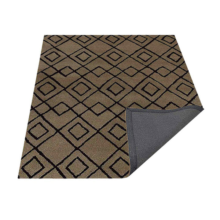 Hand Tufted Wool Area Rug Geometric Cream Brown K04510