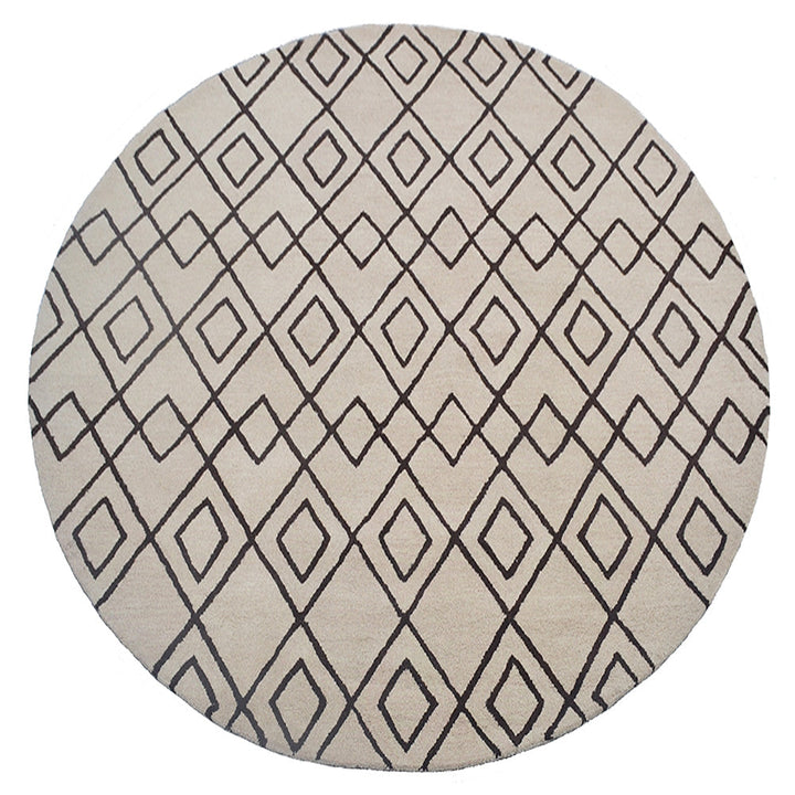 Hand Tufted Wool Area Rug Geometric Cream Brown K04510