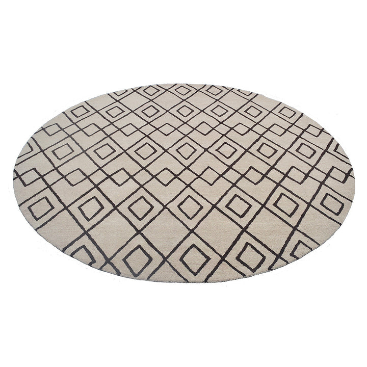 Hand Tufted Wool Area Rug Geometric Cream Brown K04510