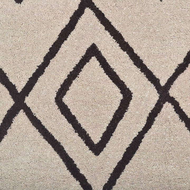 Hand Tufted Wool Area Rug Geometric Cream Brown K04510