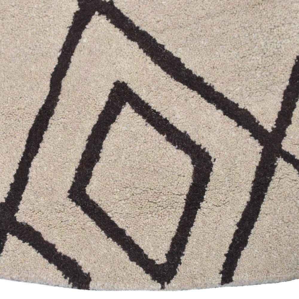 Hand Tufted Wool Area Rug Geometric Cream Brown K04510