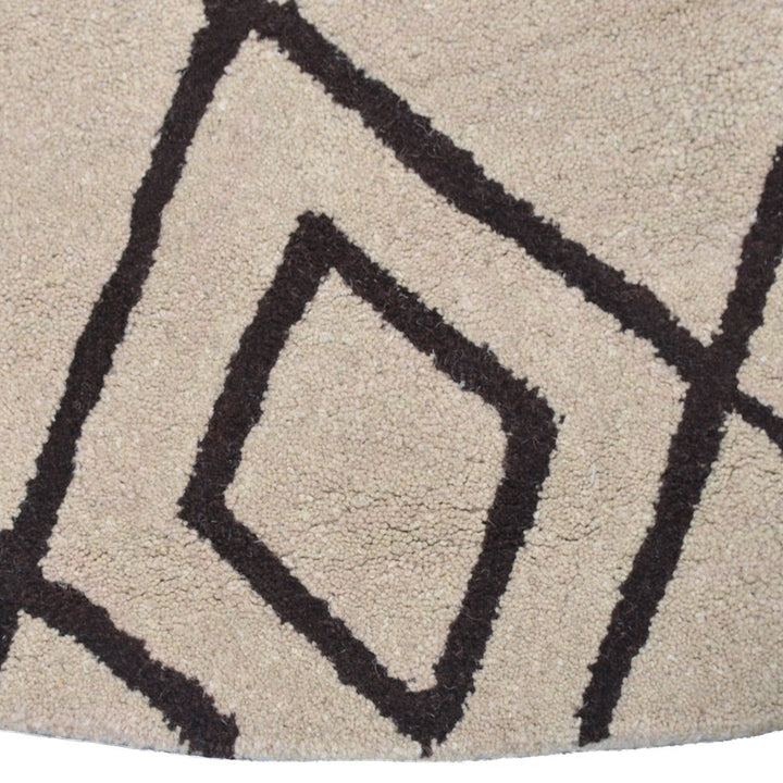 Hand Tufted Wool Area Rug Geometric Cream Brown K04510