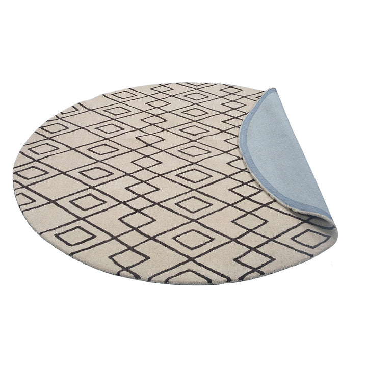 Hand Tufted Wool Area Rug Geometric Cream Brown K04510