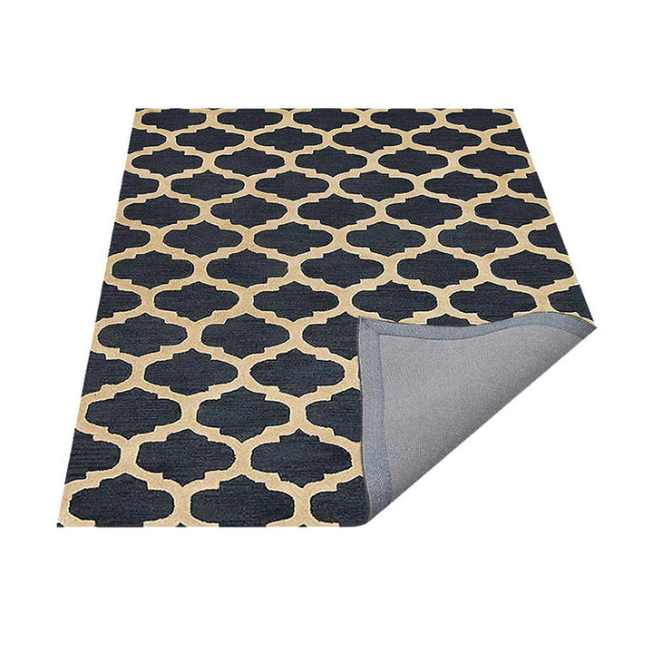 Hand Tufted Wool Area Rug Geometric Blue White K05101
