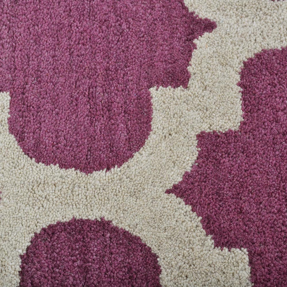 Hand Tufted Wool Area Rug Geometric Blue White K05101