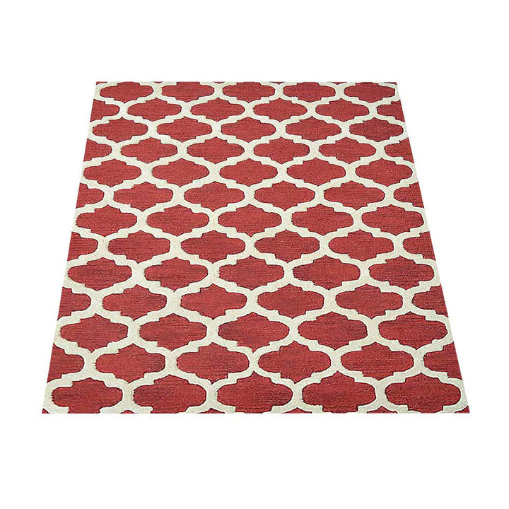 Hand Tufted Wool Area Rug Geometric Blue White K05101