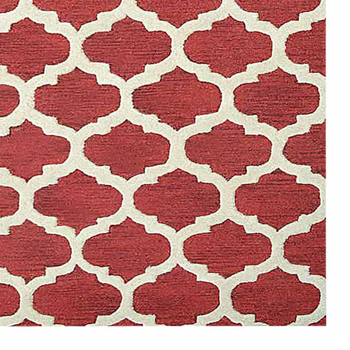 Hand Tufted Wool Area Rug Geometric Blue White K05101