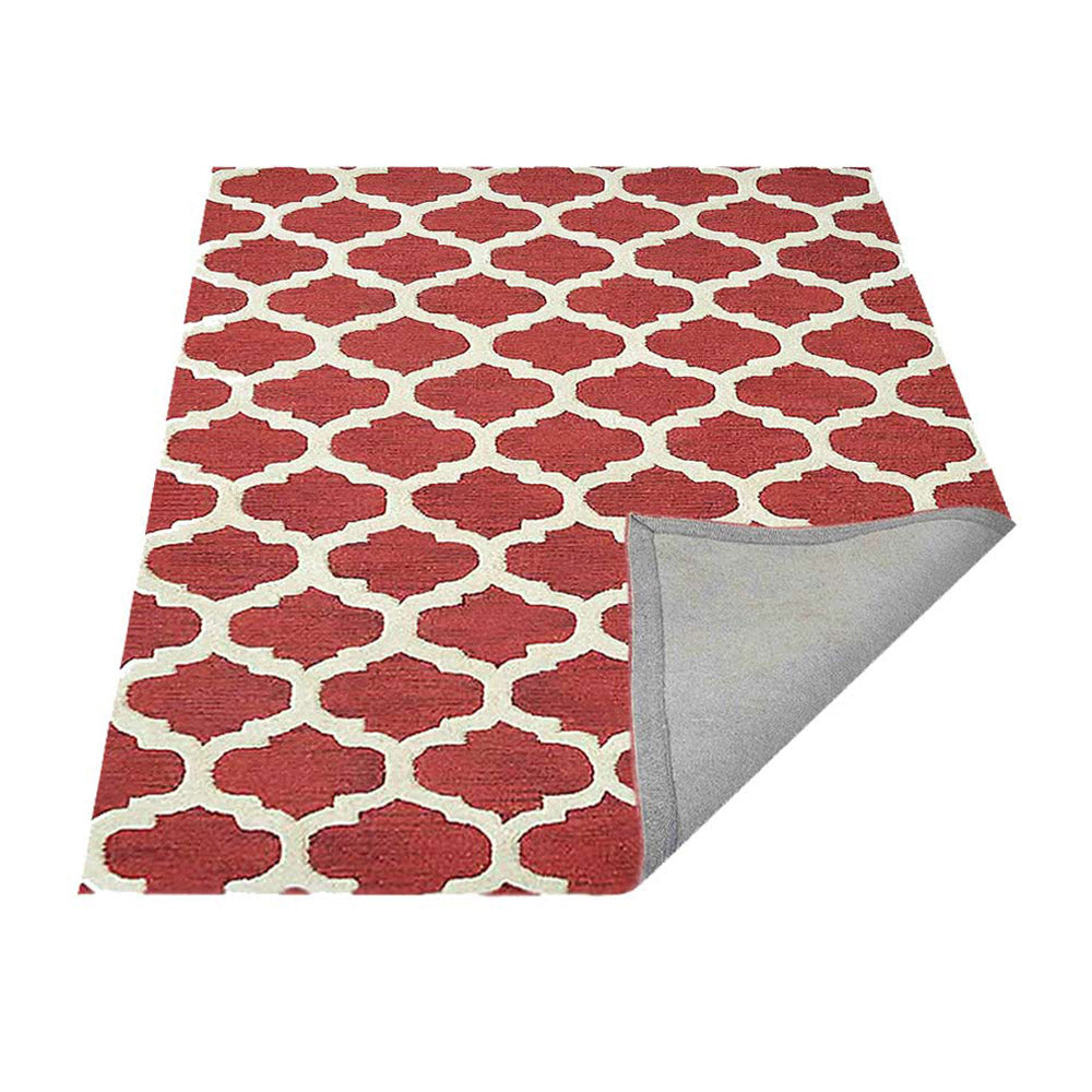 Hand Tufted Wool Area Rug Geometric Blue White K05101