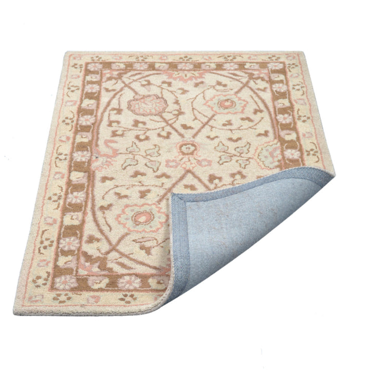 Hand Tufted Wool Area Rug Oriental Cream K05202