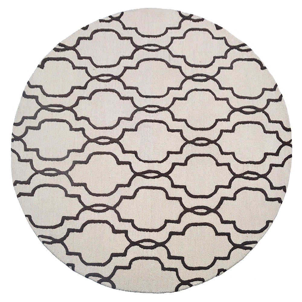 Hand Tufted Wool Area Rug Geometric Beige Brown K09014