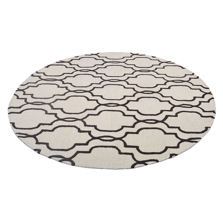 Hand Tufted Wool Area Rug Geometric Beige Brown K09014