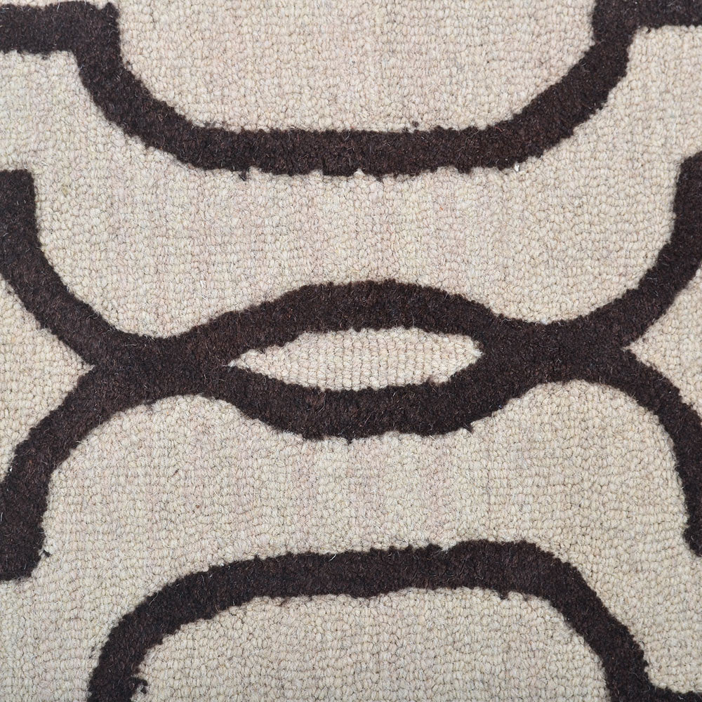 Hand Tufted Wool Area Rug Geometric Beige Brown K09014