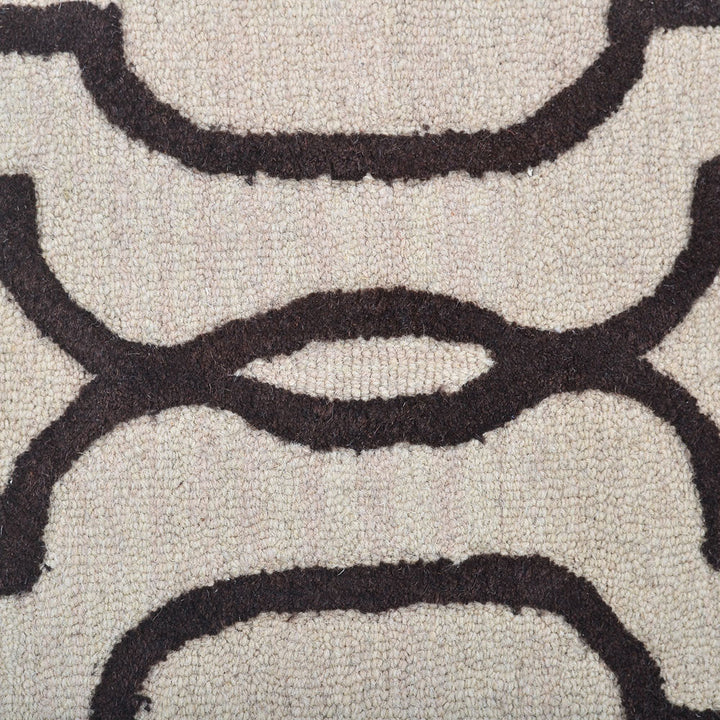 Hand Tufted Wool Area Rug Geometric Beige Brown K09014
