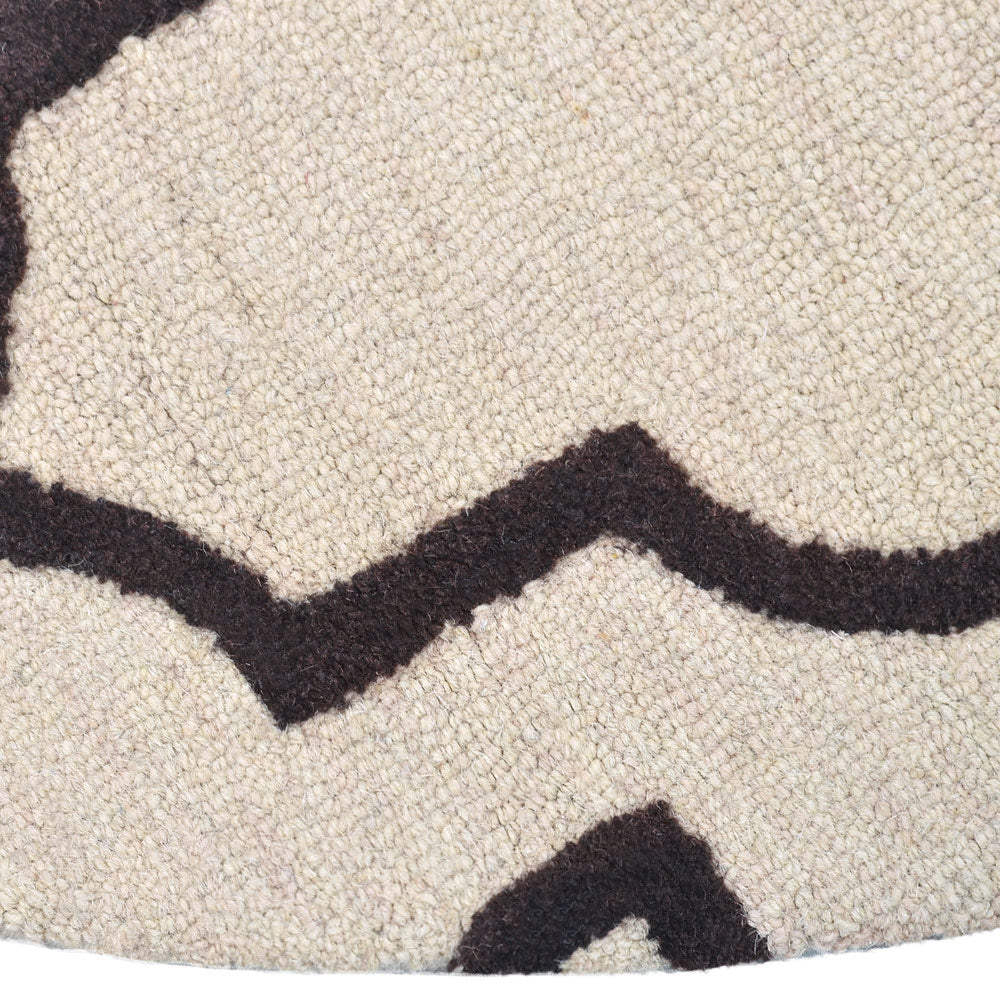 Hand Tufted Wool Area Rug Geometric Beige Brown K09014
