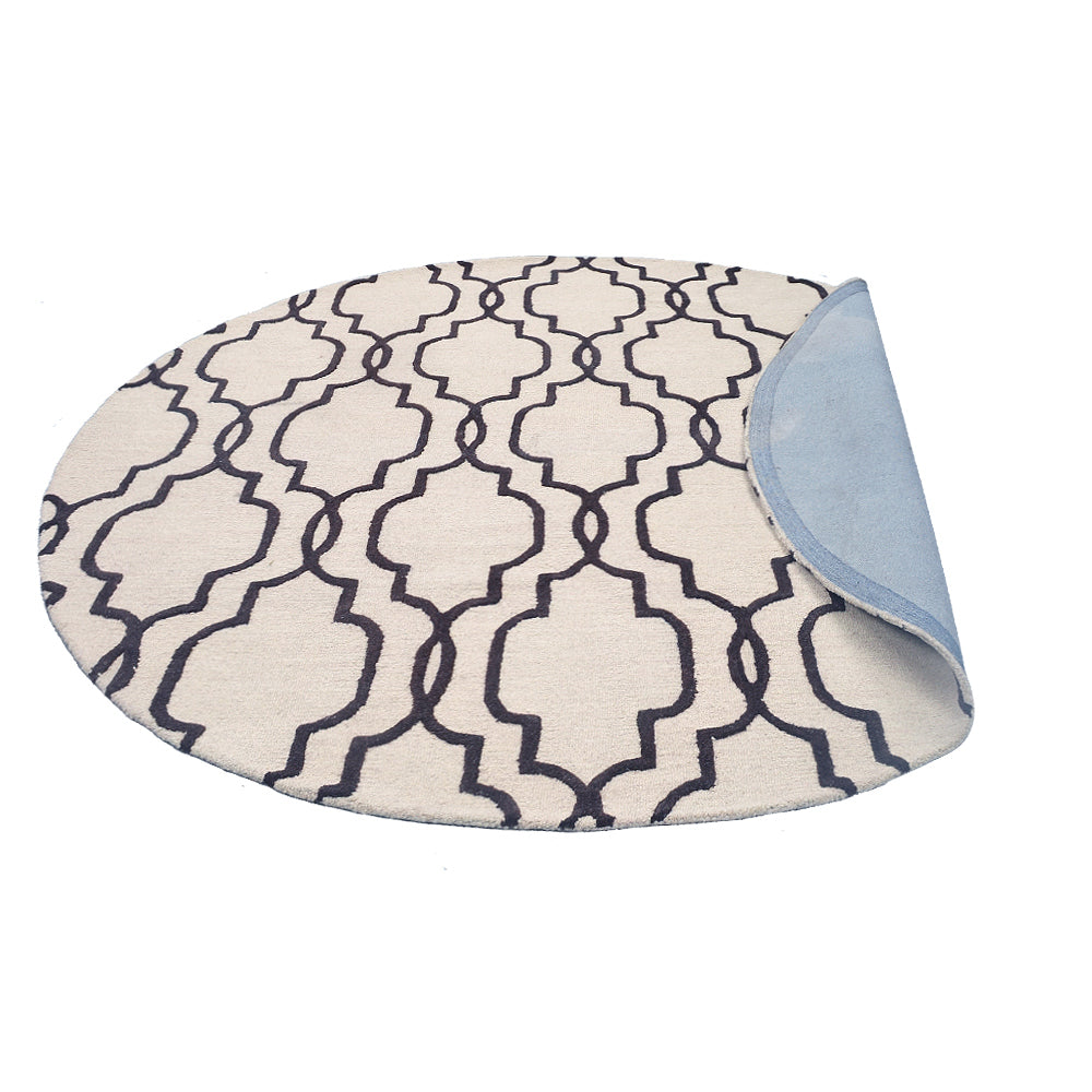 Hand Tufted Wool Area Rug Geometric Beige Brown K09014