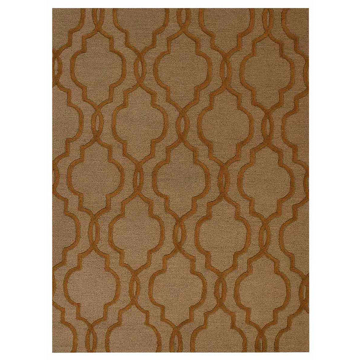 Hand Tufted Wool Area Rug Geometric Beige Brown K09014