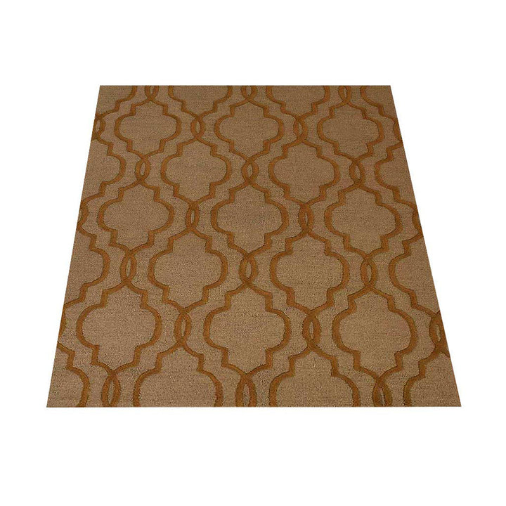 Hand Tufted Wool Area Rug Geometric Beige Brown K09014