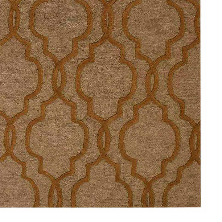 Hand Tufted Wool Area Rug Geometric Beige Brown K09014
