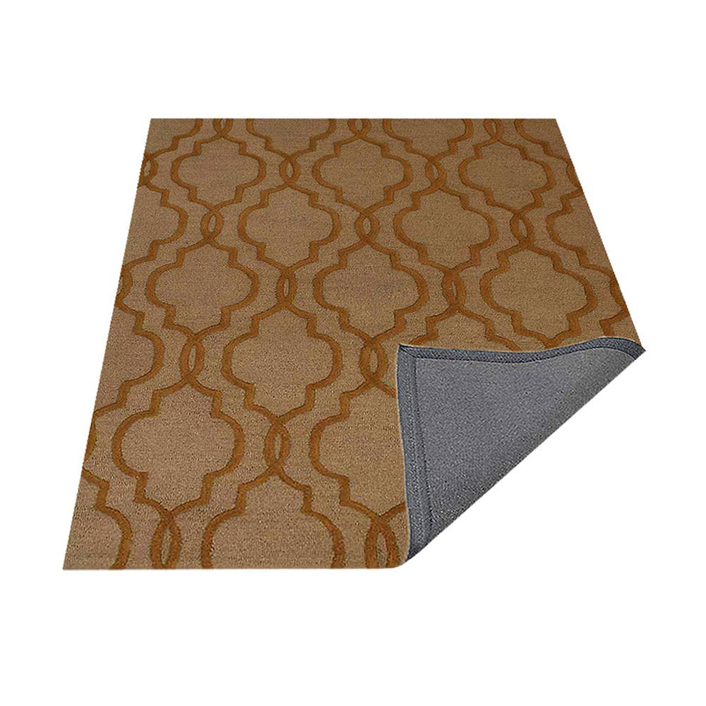 Hand Tufted Wool Area Rug Geometric Beige Brown K09014