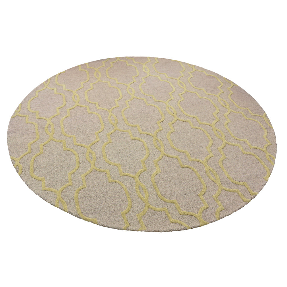 Hand Tufted Wool Area Rug Geometric Beige Brown K09014