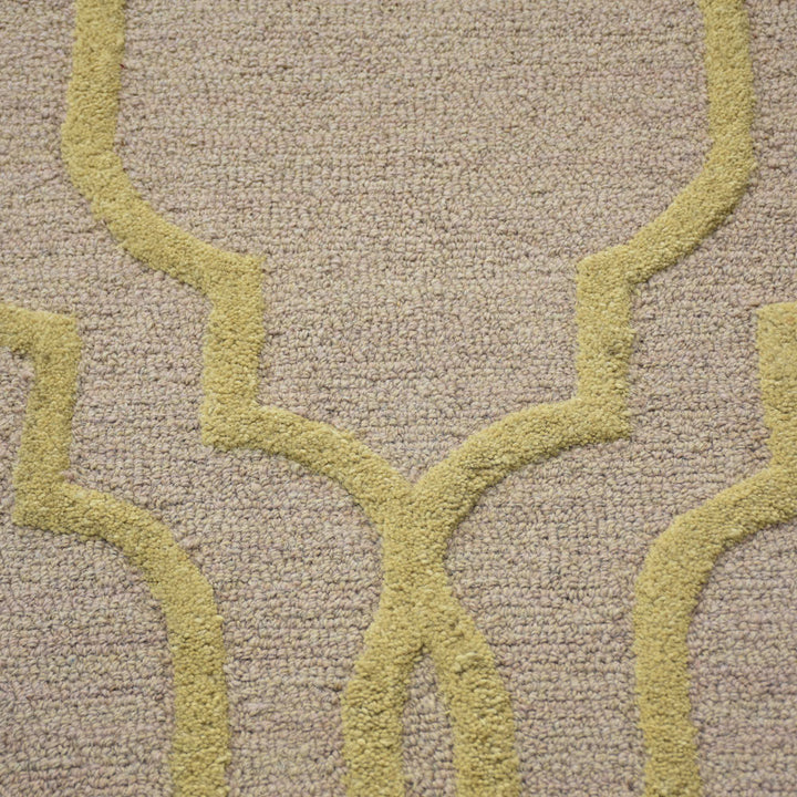 Hand Tufted Wool Area Rug Geometric Beige Brown K09014