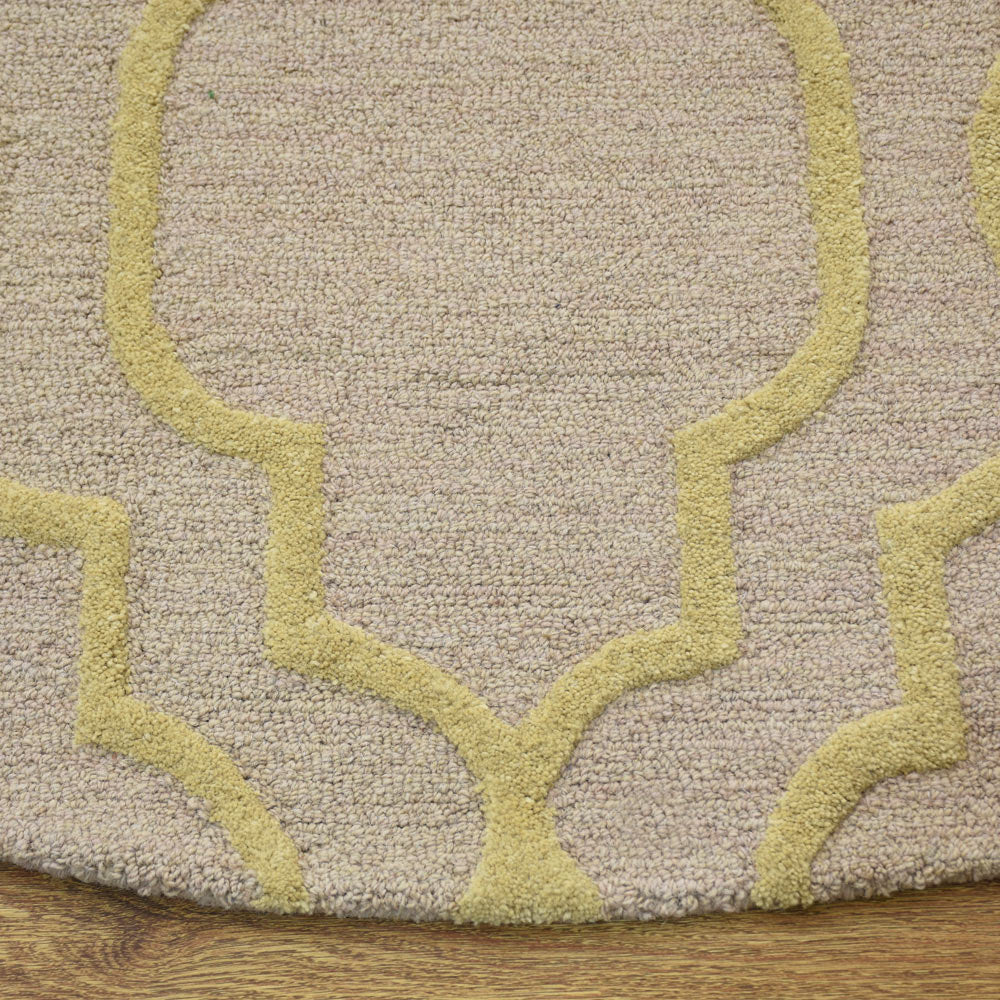 Hand Tufted Wool Area Rug Geometric Beige Brown K09014