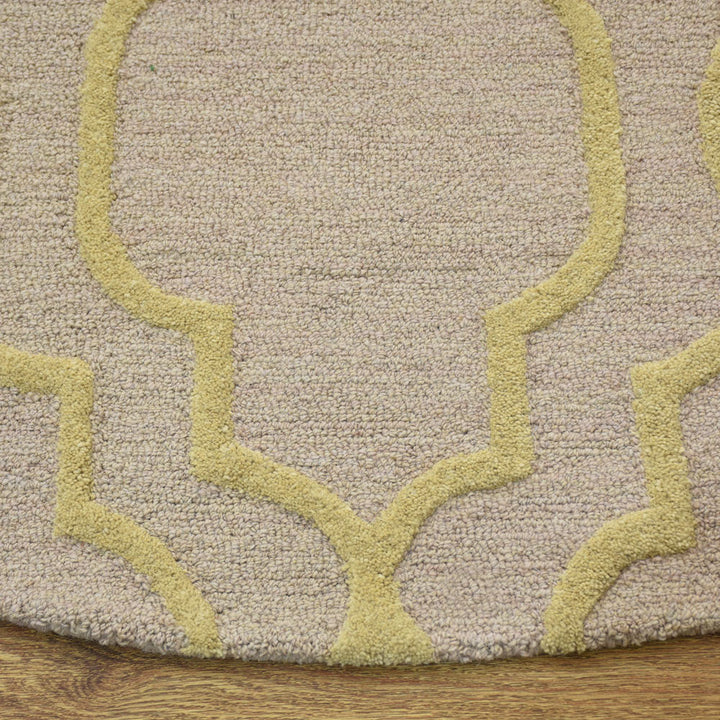 Hand Tufted Wool Area Rug Geometric Beige Brown K09014