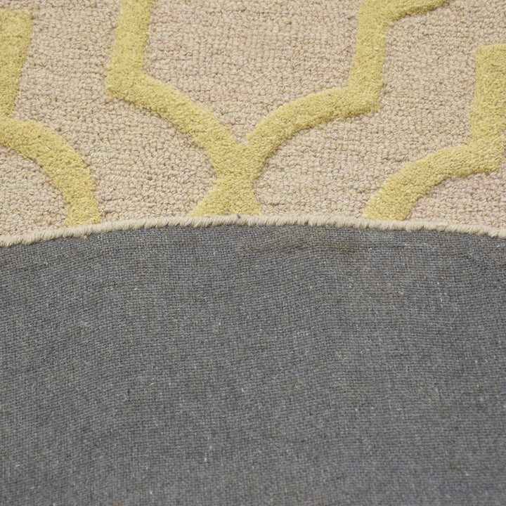 Hand Tufted Wool Area Rug Geometric Beige Brown K09014