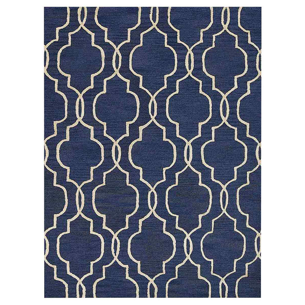 Hand Tufted Wool Area Rug Geometric Beige Brown K09014