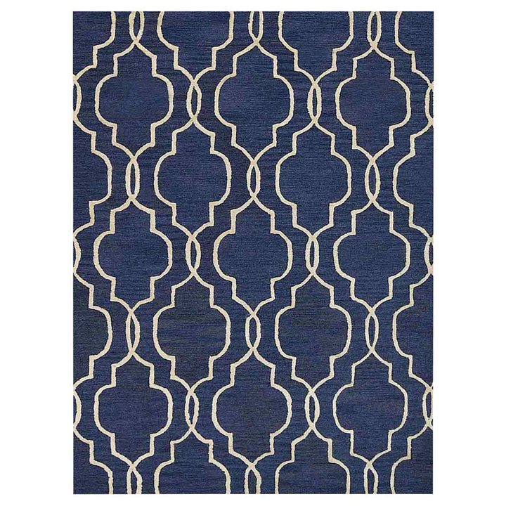 Hand Tufted Wool Area Rug Geometric Beige Brown K09014