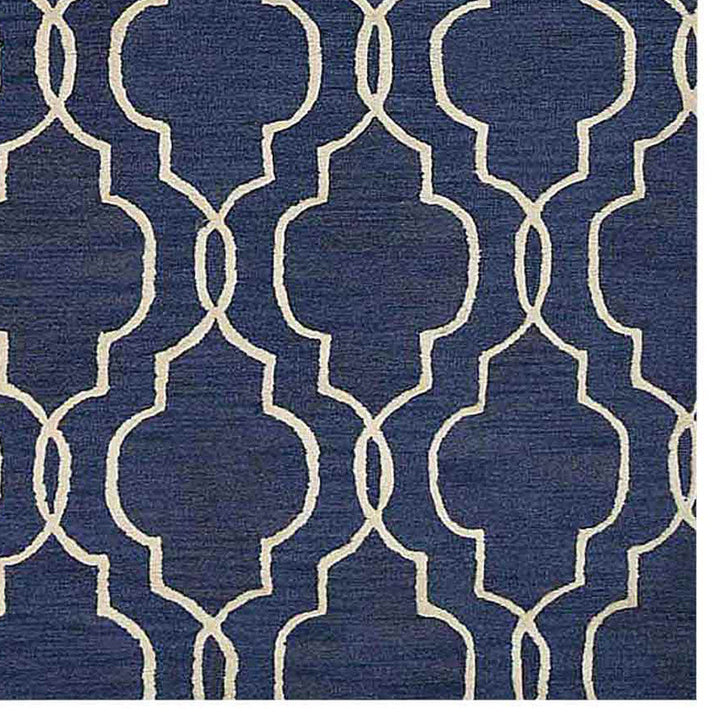 Hand Tufted Wool Area Rug Geometric Beige Brown K09014