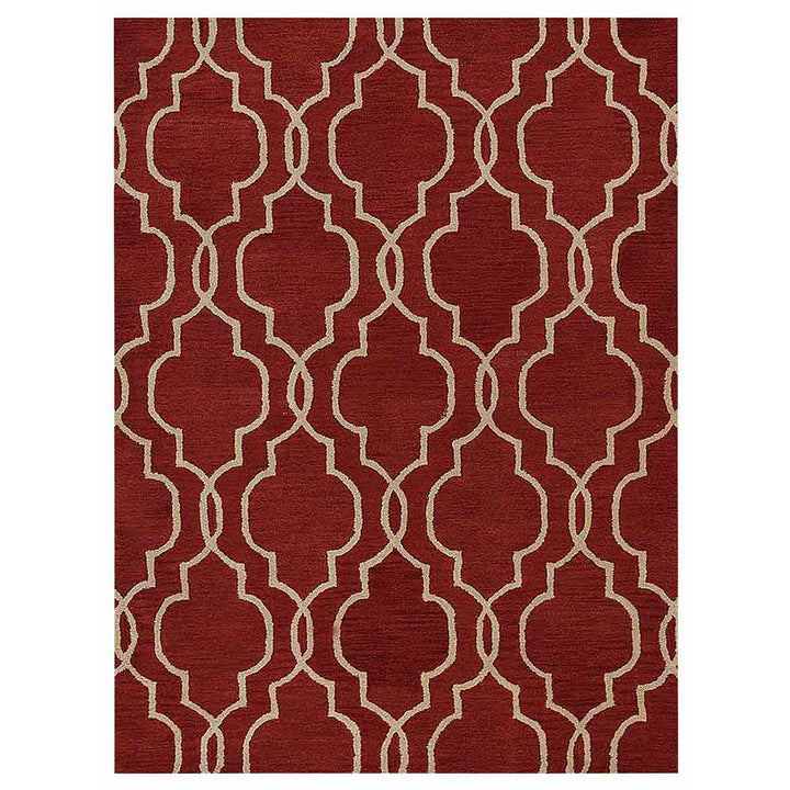Hand Tufted Wool Area Rug Geometric Beige Brown K09014